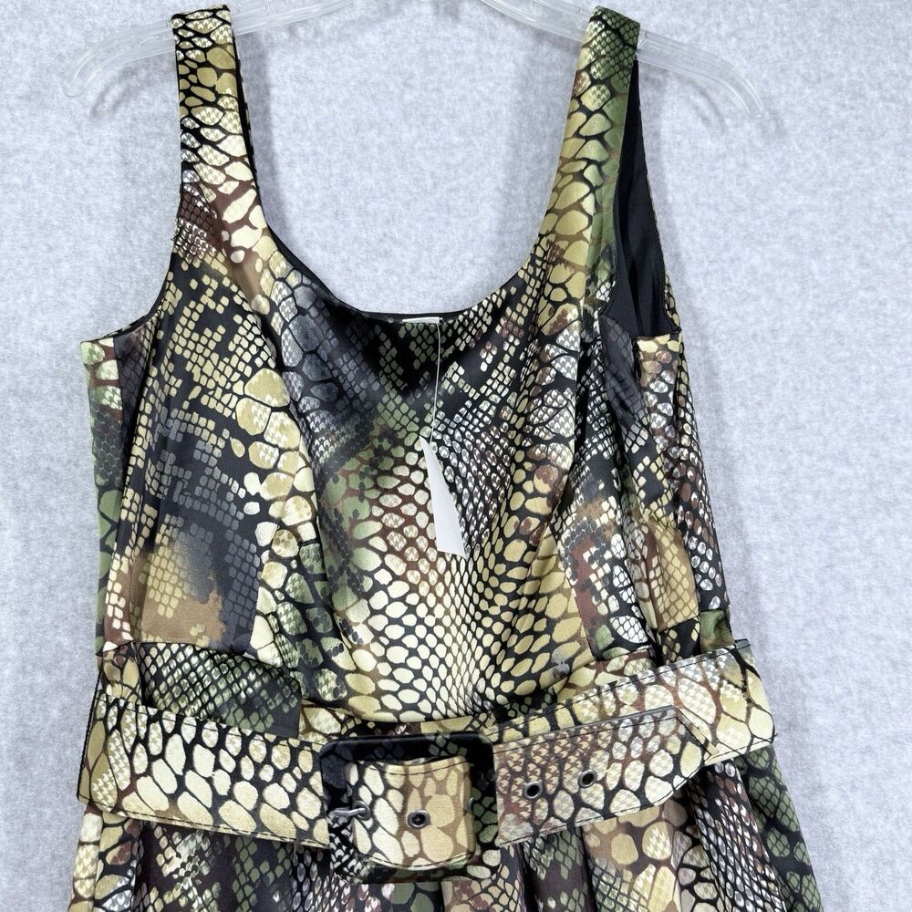 Cato Snake Skin Dress Womens Sz Med Brown Green With Belt Stretch - Picture 3 of 13